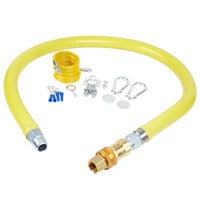 T&S HG-4D-48-RC Safe-T-Link 48" Coated Gas Connector Hose with 3/4" NPT Male Ends, Quick Disconnect, and Restraining Cable Kit
