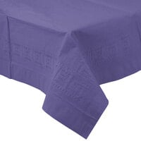 Creative Converting 710232 54" x 108" Purple Tissue / Poly Table Cover - 6/Case
