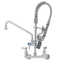 T&S MPY-8WLN-12-CR EasyInstall Wall Mounted 22 1/4" High Mini Pre-Rinse Faucet with Adjustable 8" Centers, Low Flow Spray Valve, 24" Hose, 12" Add-On Faucet, and 6" Wall Bracket