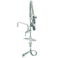 T&S MPY-2DLV-06-CR EasyInstall Deck Mounted 24 3/4" High Mini Pre-Rinse Faucet with Flex Inlets, Low Flow Spray Valve, 24" Hose, 6" Add-On Faucet, Vacuum Breaker, and 6" Wall Bracket