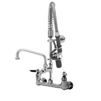 T&S MPY-8WLV-08-CR EasyInstall Wall Mounted 21 1/4" High Mini Pre-Rinse Faucet with Adjustable 8" Centers, Low Flow Spray Valve, 24" Hose, 8" Add-On Faucet, Vacuum Breaker, and 6" Wall Bracket