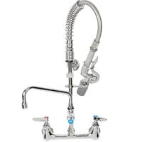T&S MPY-8WLN-08 EasyInstall Wall Mounted 22 1/4" High Mini Pre-Rinse Faucet with Adjustable 8" Centers, Low Flow Spray Valve, 24" Hose, 8" Add-On Faucet, and 6" Wall Bracket
