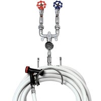 T&S MV-0771-12NW Washdown Station with Mixing Valve, Thermometer, 50' Hose, Stainless Steel Water Gun, and Hose Rack