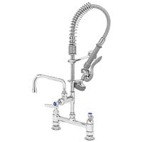T&S MPZ-8DLN-06 EasyInstall Deck Mounted 24 9/16" High Mini Pre-Rinse Faucet with Adjustable 8" Centers, 24" Hose, 6" Add-On Faucet, and 6" Wall Bracket