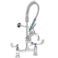T&S MPY-8DLN-08 EasyInstall Deck Mounted 24 1/2" High Mini Pre-Rinse Faucet with Adjustable 8" Centers, Low Flow Spray Valve, 24" Hose, 8" Add-On Faucet, and 6" Wall Bracket