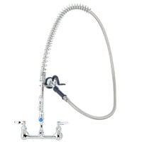 T&S P3-8WOSN06PZLUA Wall Mount Pet Grooming 30 3/4" High Pre-Rinse Faucet with Adjustable 8" Centers, Angled Spray Valve, 72" Hose, 6" Add-On Faucet, and Installation Kit