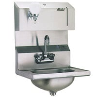 Eagle Group HSA-10-FDP Hand Sink with Gooseneck Faucet, Towel Dispenser, Soap Dispenser, and Basket Drain