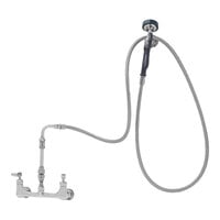 T&S P3-8WESV-00M Wall Mount Pet Grooming Pre-Rinse Faucet with Adjustable 8" Centers, Angled Spray Valve, 96" Hose, 90 Degree Swivel Adapter, Vacuum Breaker, and Wall Hook