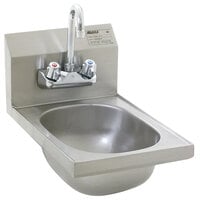 Eagle Group HSAN-10-F Space Saver Hand Sink with Splash Mount Gooseneck Faucet and Basket Drain