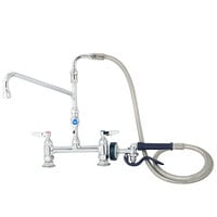 T&S PB-8DESN12PZJUE Deck Mount Pet Grooming Pre-Rinse Faucet with Adjustable 8" Centers, 72" Hose, 12" Add-On Faucet, 90 Degree Swivel Adapter, and Installation Kit