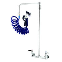 T&S PG-8WOAN Wall Mount Pet Grooming Faucet with 8" Centers, Aluminum Spray Valve, 9' Coiled Hose, 6" Wall Bracket, and Overhead Swing Assembly