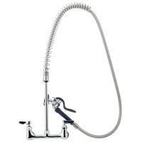 T&S P3-8WOSN00PZLUB Wall Mount Pet Grooming 29 1/2" High Pre-Rinse Faucet with Adjustable 8" Centers, Angled Spray Valve, 72" Hose, and Installation Kit