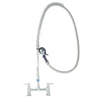 T&S PB-8DOSN06LZJQX Deck Mount Pet Grooming 37 1/4" High Pre-Rinse Faucet with Adjustable 8" Centers, 68" Hose, 6" Add-On Faucet, and Installation Kit