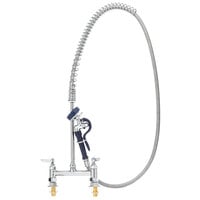 T&S P3-8DOSN00PZLXB Deck Mount Pet Grooming 32 3/4" High Pre-Rinse Faucet with Adjustable 8" Centers, Angled Spray Valve, and 72" Hose