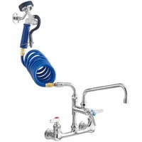 T&S PG-8WSAN-10 Wall Mount Pet Grooming Faucet with 8" Centers, 10" Add On Nozzle, Aluminum Spray Valve, and 9' Coiled Hose