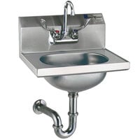 Eagle Group HSA-10-FAW Hand Sink with Gooseneck Faucet, Wrist Action Handles, P-Trap, Tail Piece, and Basket Drain
