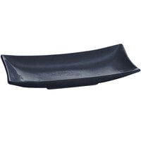 Tablecraft CW11045MBS Midnight with Blue Speckle 13" x 7" Cast Aluminum Flared Rectangle Platter