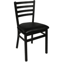 BFM Seating Lima Sand Black Steel Side Chair with 2" Black Vinyl Seat