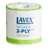 Lavex Individually Wrapped 2-Ply Standard Toilet Paper, 500 Sheets / Roll - 96/Case