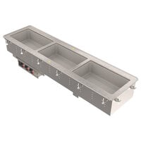 Vollrath 3664330 Modular Drop In Three Compartment Short Side Hot Food Well with Infinite Controls, Manifold Drain, and Auto-Fill - 120V, 1875W