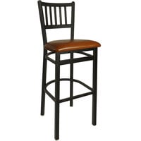 BFM Seating Troy Sand Black Steel Bar Height Chair with 2" Light Brown Vinyl Seat