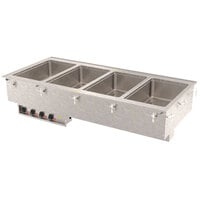 Vollrath 3640770 Modular Drop In Four Compartment Hot Food Well with Thermostatic Controls and Manifold Drain - 208V, 2500W