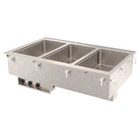 Vollrath 3640450 Modular Drop In Three Compartment Hot Food Well with Infinite Controls and Manifold Drain - 120V, 1875W