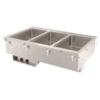Vollrath 3640571 Modular Drop In Three Compartment Hot Food Well with Thermostatic Controls and Manifold Drain - 208/240V, 3000W