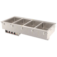 Vollrath 3647450 Modular Drop In Four Compartment Hot Food Well with Infinite Controls and Manifold Drain - 240V, 2500W