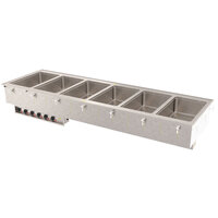 Vollrath 3640970 Modular Drop In Six Compartment Hot Food Well with Thermostatic Controls and Manifold Drain - 208V, 3750W