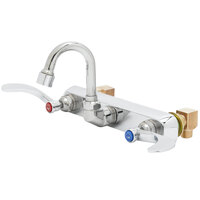 T&S B-1125-XS-HM Wall Mount Workboard Faucet with 8" Centers, 2 15/16" Gooseneck Spout and 4" Wrist Action Handles