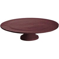 Tablecraft CW17005MAS 14" x 4" Maroon Speckle Cast Aluminum Round Platter with Cake Stand