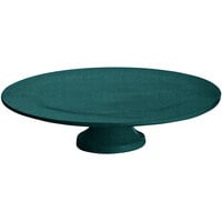 Tablecraft CW17005HGNS 14" x 4" Hunter Green with White Speckle Cast Aluminum Round Platter with Cake Stand
