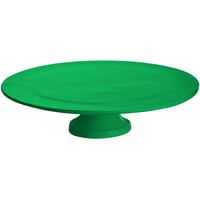 Tablecraft CW17005GN 14" x 4" Green Cast Aluminum Round Platter with Cake Stand
