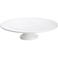 Tablecraft CW17005W 14" x 4" White Cast Aluminum Round Platter with Cake Stand