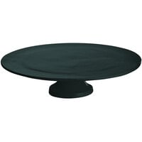 Tablecraft CW17005BKGS 14" x 4" Black with Green Speckle Cast Aluminum Round Platter with Cake Stand