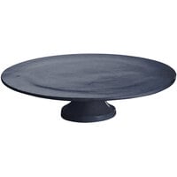 Tablecraft CW17005MBS 14" x 4" Midnight with Blue Speckle Cast Aluminum Round Platter with Cake Stand