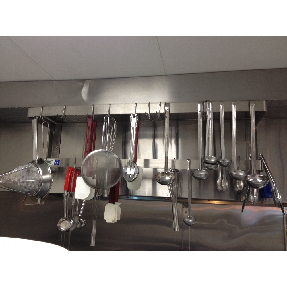 Regency 48" Wall Mounted Commercial Stainless Steel Double Line Pot Rack with Galvanized Hooks