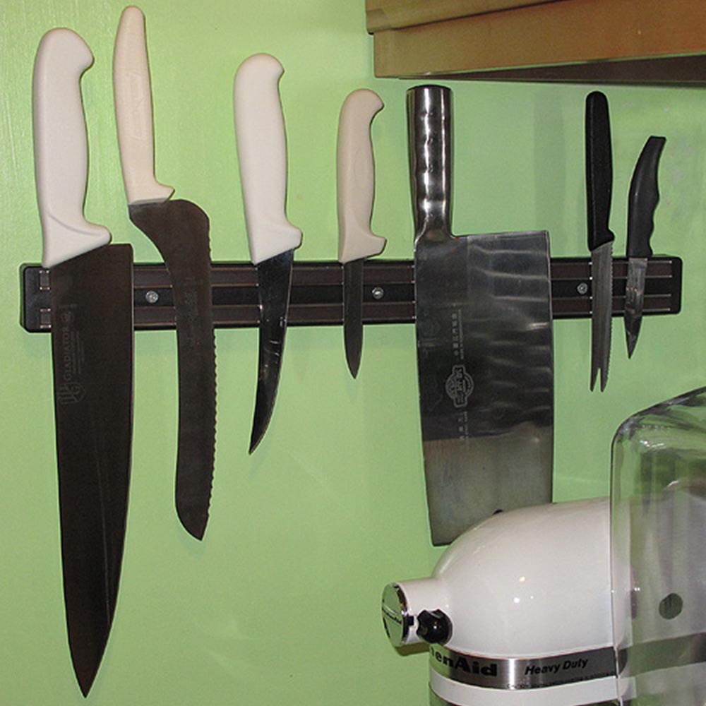 18" Black Knife Rack with Hooks