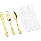 Gold Cutlery with White Napkin
