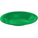 A green Tablecraft wide rim platter on a white surface.