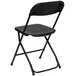A black Flash Furniture folding chair with a backrest.
