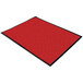 A red rectangular carpet with black border.