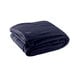 A folded navy blue Oxford fleece blanket.