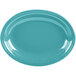A turquoise oval medium Fiesta china platter.