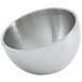 A silver stainless steel Vollrath serving bowl with angled sides.