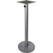 A silver metal BFM Seating Margate bar height table base with a round pedestal.