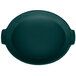 A dark green Tablecraft oval casserole dish with a handle.