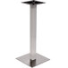 A silver metal BFM Seating Elite bar height square table base.