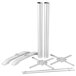 A set of white metal BFM Seating Margate bar height table bases with metal rods and poles.